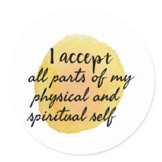 affirmations for self love and self care classic round sticker