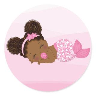 African American Baby Girl,  Baby Mermaid Sticker