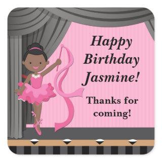African American Ballet Dance Birthday Party Square Sticker