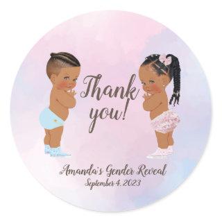 African American Gender Reveal Thank you Sticker