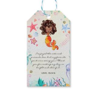 African American Mermaid Birthday Thank You Gift Tags