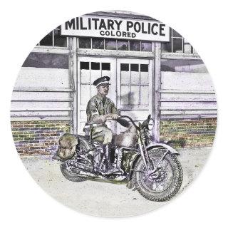 African American Military Policeman WWII Classic Round Sticker