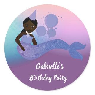 African American Purple Mermaid Birthday Sticker