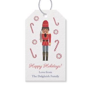 African American Red Nutcracker Happy Holidays Gift Tags