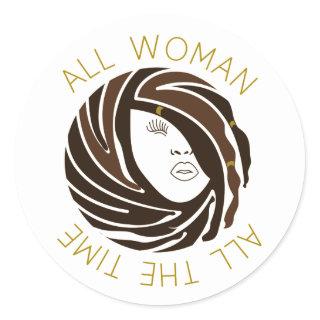 African American Woman Dreads All Woman All Time Classic Round Sticker