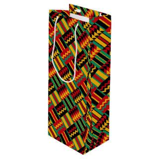 African Basket Weave Pride Red Yellow Green Black Wine Gift Bag