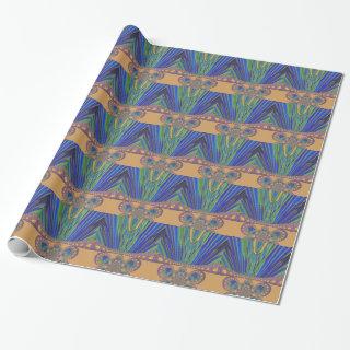 African Blue Purple Decorative Art Design Print