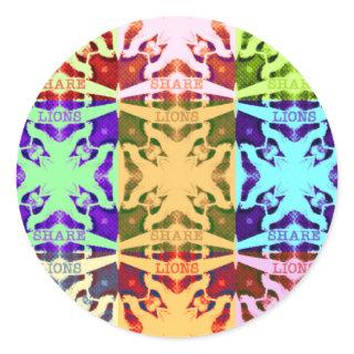African Checkered Pop art Culture colorful pattern Classic Round Sticker