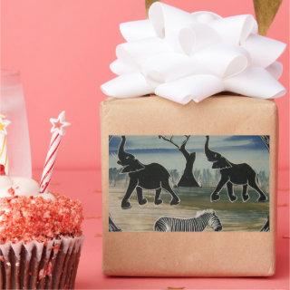 African Elephant Art Print Rectangular Sticker