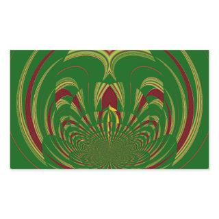 African Ethnic Green Floral Motif Pattern Design Rectangular Sticker