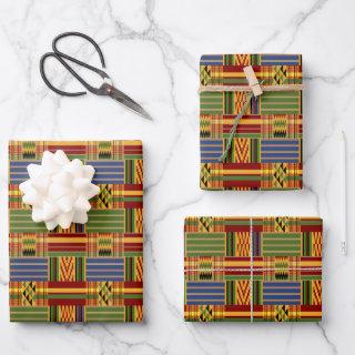 African Kente Plaid K84 Set of 3  Sheets