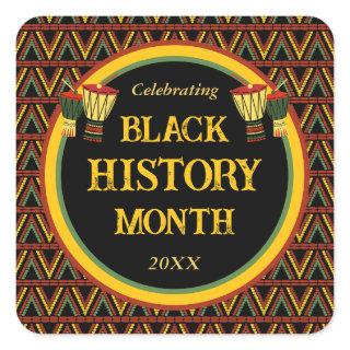 African Patterns Black History Month Celebration  Square Sticker