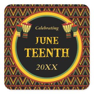 African Patterns Juneteenth Celebration  Square Sticker