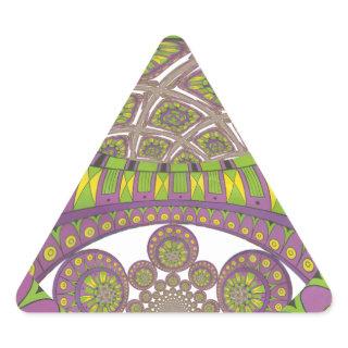 African Purple and Yellow Kaleidoscope Traditional Triangle Sticker