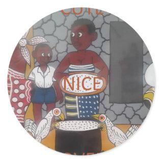 African Traditional Homestead Lifestyle Classic Round Sticker