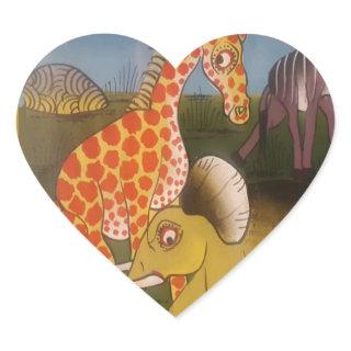 African Trio Art Print Heart Sticker