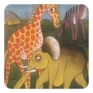 African Trio Art Print Square Sticker