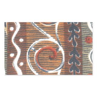 African Vintage Traditional Ornament Motif Colors. Rectangular Sticker