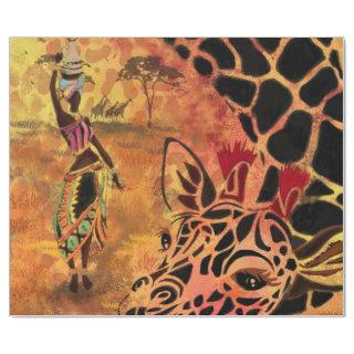 African Woman and Giraffe