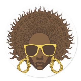 Afro Cool Classic Round Sticker