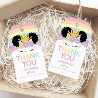 Afro Puff Unicorn Rainbows Birthday Party Favor Gift Tags