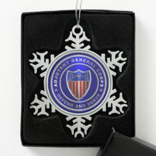 AG Adjutant General Corps  Snowflake Pewter Christmas Ornament