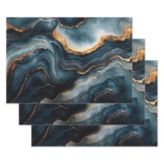 Agate Geode with Gold and Navy Blue Marble  Sheets