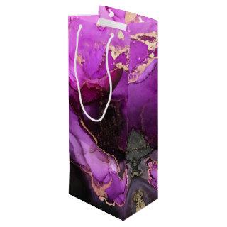 Agate Marbling Black Purple Gold Large Gift Bag