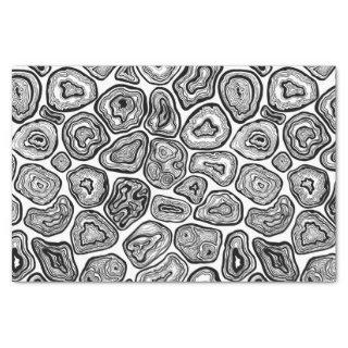 Agate slices in black and white tissue paper