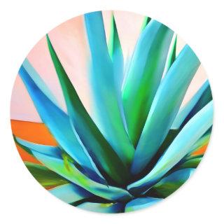 Agave blue and green plant  classic round sticker