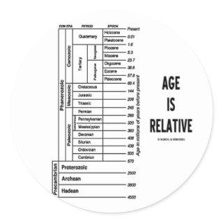 Age Is Relative (Geological Time Humor) Classic Round Sticker