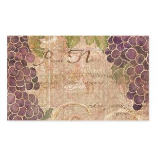 Aged Grape Vineyard Watercolor Home Decor Rectangular Sticker