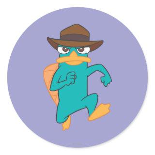Agent P Running Classic Round Sticker