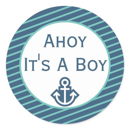 Ahoy It's A Boy Baby Shower Sticker