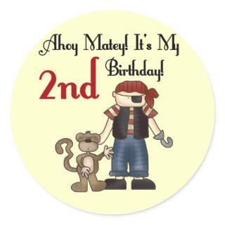 Ahoy Matey Pirate 2nd Birthday tshirts and Gifts Classic Round Sticker