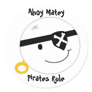 Ahoy Matey Pirates Rule Classic Round Sticker