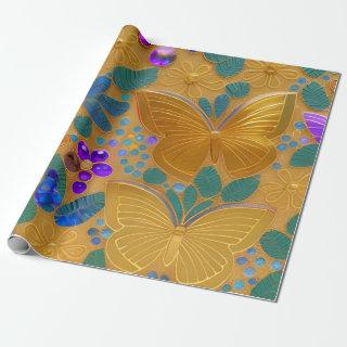 AI Generated - Golden Butterflies Decorative Art