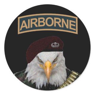 Airborne units bold eagle army style classic round sticker