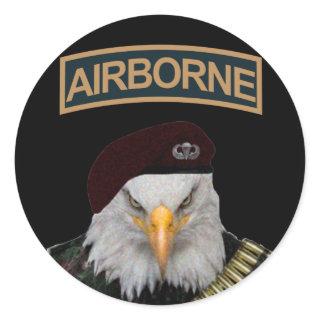 Airborne units bold eagle army style classic round sticker