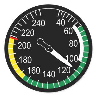 Aircraft Airspeed Indicator Classic Round Sticker