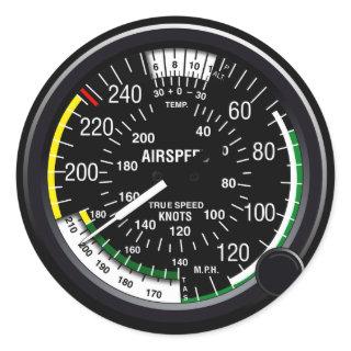 Aircraft Airspeed Indicator Gauge Classic Round Sticker