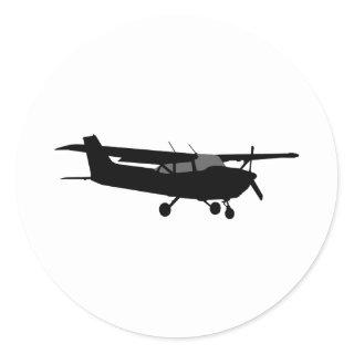 Aircraft Classic Cessna Black Silhouette Flying Classic Round Sticker