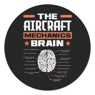 Aircraft Mechanics Brain Aviation Funny Aircraft M Classic Round Sticker