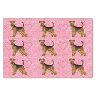 Airedale Terrier Cute Dog Love With Pink Hearts Tissue Paper