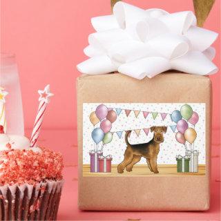 Airedale Terrier Dog With Pastel Colors Birthday Rectangular Sticker