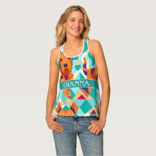 Airedale Terrier Geometric Colorful Pattern Tank Top