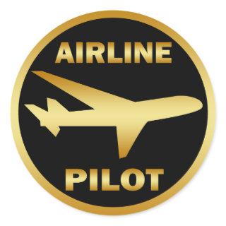 AIRLINE PILOT CLASSIC ROUND STICKER