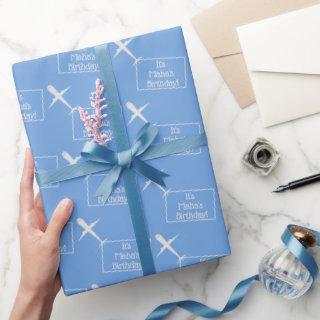 Airplane Flying Personalized Birthday Flag on Blue