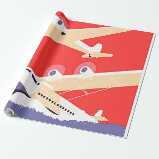 Airplane Flying Vintage WPA Colorful