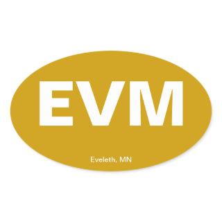 Airport Code - Eveleth, Minnesota Oval Sticker